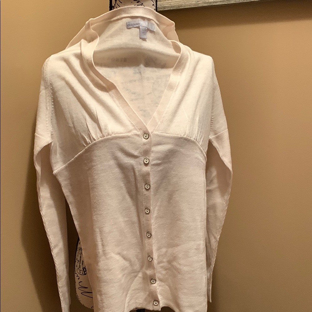 Old Navy Cream Button-Up Cardigan PXL (258)